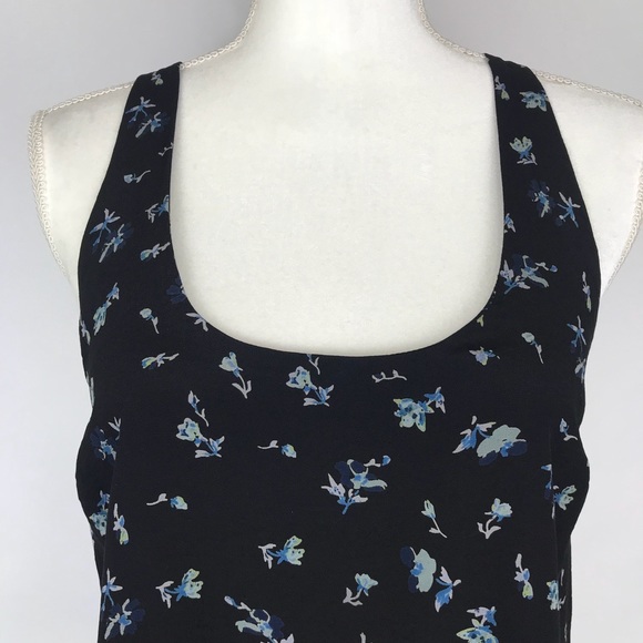 Joie Silk Floral Top Navy Scallop Hem Layered Tank - Picture 3 of 8